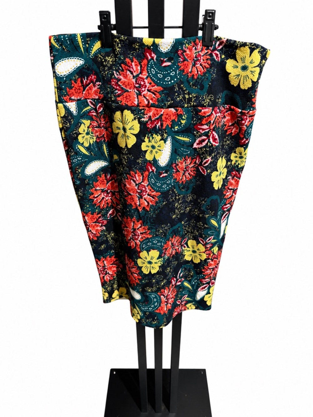 Floral Pencil Skirt in Teal, Red & Yellow